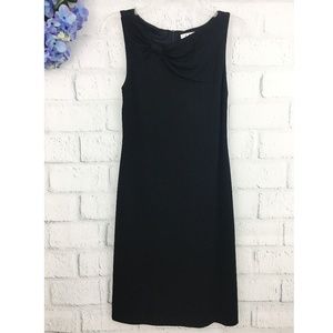 Vintage David Meister Sleeveless Shift Dress Size 4 Black LBD Neckline Twist